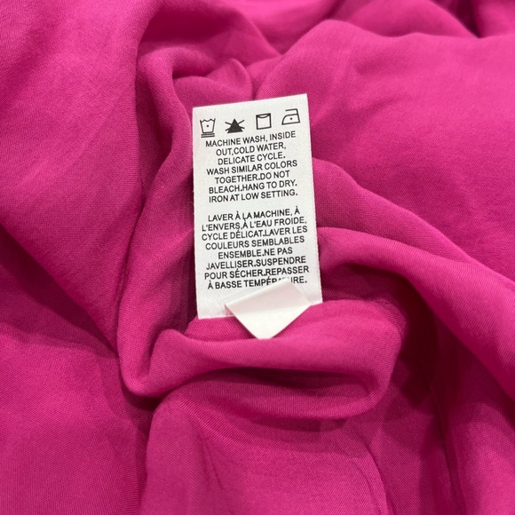 Short Puffy-Sleeve Square-Neck Linen Dress | Pink / Rose Violet | Size 14 | NWOT - Picture 14 of 14